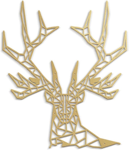 SIGNLEADER Metal Wall Art Decor Geometric Deer Head Modern Abstract Wall Sculpture Hangings Home Decoration for Living Room, Bedroom, Bathroom, Kitchen, Outdoor - 12" Gold