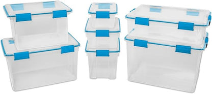 Sterilite 18-Pack Gasket Box, Weather-Resistant Storage Bins with Latching Lids, 12 Quart - Heavy-Duty Organizing Containers for Closet, Bathroom, and Office