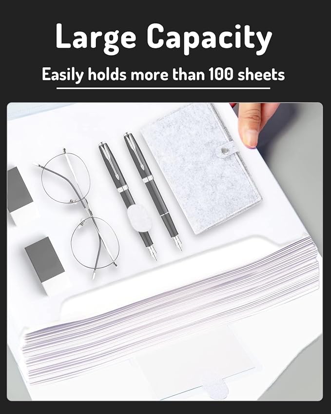 Forvencer Binder Pocket, 5 Pack Super Heavyweight Poly Binder Pocket with Tight Closure, File Folders Side Loading, 3 Ring Binder Organizer, Letter Size, Clear