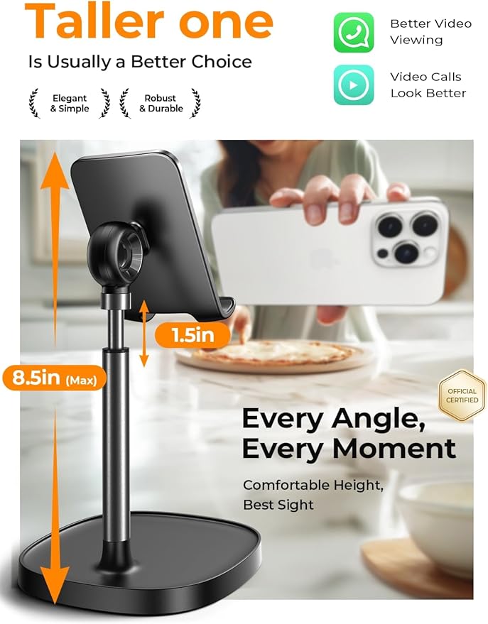 LISEN Cell Phone Stand Phone Holder for Desk Office Decor, Office Desk Accessories Women PC Gaming Essentials iPhone Stand Gadgets Men Gift for Father Fit OtterBox Case Switch iPad Air Tablet 4-10 in