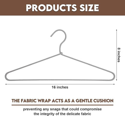 15 Pcs Fabric Wrapped Metal Hangers Covered Wire Hanger Metal Coat Hangers Non Slip for Clothes Closet Clothing Suit Shirt Pant (Gray)
