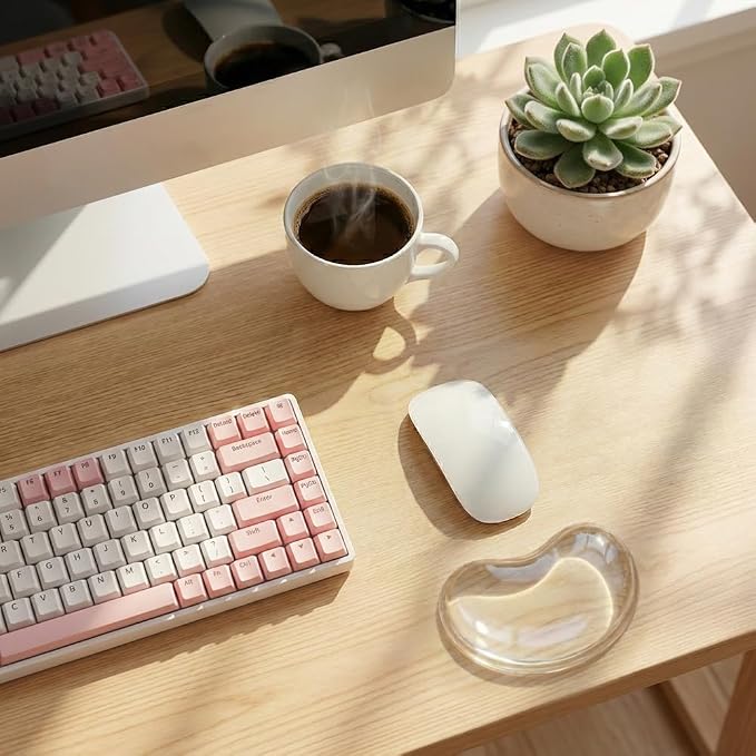 Soft Mouse Wrist Rest Pad Comfortable Cool Silicone Gel Ergonomic Cushion Small-Sized Hand Pain Relief Support Pad with Gel-Filled for Laptop Computer Office & Home (Transparent)