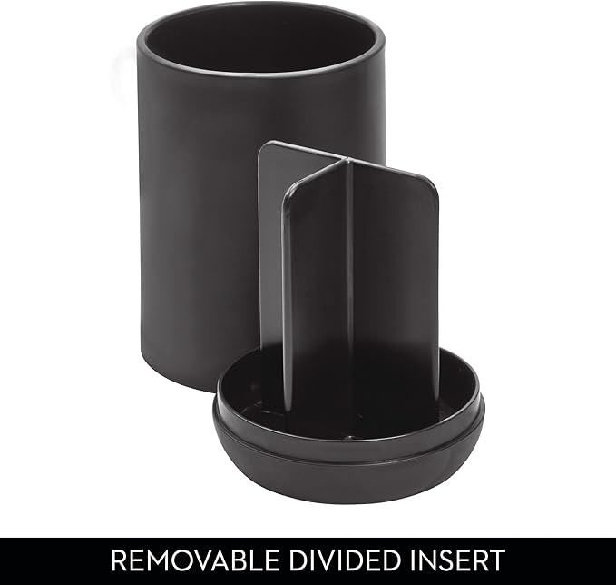 iDesign Toothbrush Holder for Normal Toothbrushes,Spin Brushes,and Toothpaste,The Cade Collection - 3" x 3" x 4. 5",Matte Black,(Pack of 12)