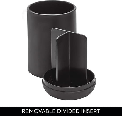iDesign Toothbrush Holder for Normal Toothbrushes,Spin Brushes,and Toothpaste,The Cade Collection - 3" x 3" x 4. 5",Matte Black,(Pack of 12)