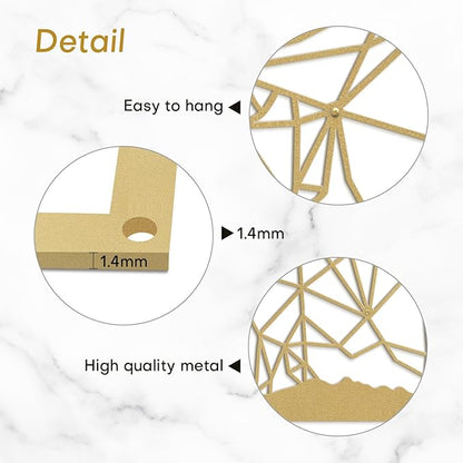 SIGNLEADER Metal Wall Art Decor Rhino Warrior Fighting Modern Abstract Wall Sculpture Hangings Home Decoration for Living Room, Bedroom, Bathroom, Kitchen, Outdoor - 18" Gold