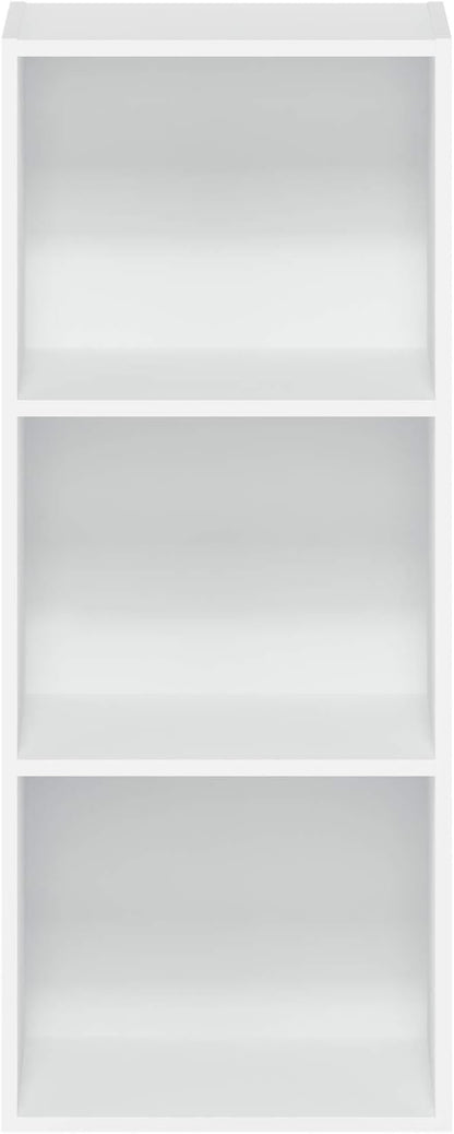 Furinno LUDER Book Shelf, 3-Cube Bookshelf, Bookcase with Open Shelves, 9.3 x 12 x 31.5, for Living Room, Bedroom, Home Office, White