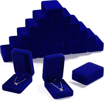 24 Pcs Necklace Pendant Box Velvet Jewelry Storage Display Case Ring Earring Pendant Jewelry Boxes Pearl Necklace Holder Gift Boxes for Christmas Wedding Engagement Birthday Anniversary(Royal Blue)