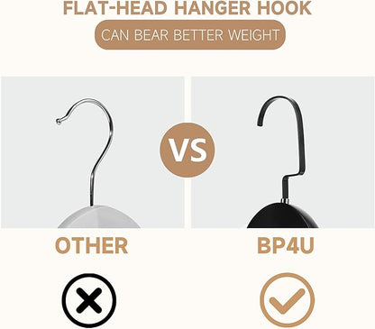 17.5" Wooden Suit Hangers with Non Slip Pants Bar, 12-Pack Wood Extra-Wide Shoulder Hangers with Flat-Head Hook for Suits, Coats, Jackets, Shirts, Pants, Heavy Clothes (Black)