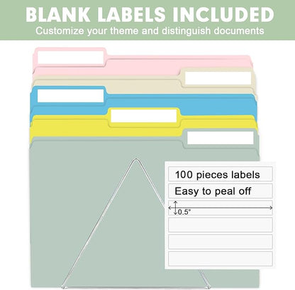 File Folder, RAZCC 100 Pack Colored File Folders, 1/3 Cut Tab File Folder Letter Size, Filing Folders with Tabs for Office School Business Use, Assorted 10 Colors