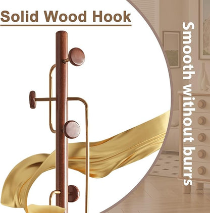 Solid Wooden Coat Rack Stand, Coat Racks Freestanding with 6 Hooks, Natural Birch Wood Coat stands with Sturdy Round Base, Tree Coat Hanger Standing for Entryway Bedroom Office (Tree Design3)