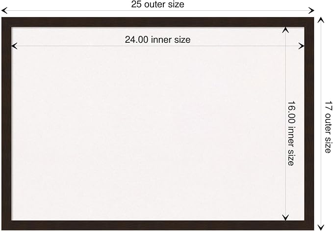 Amanti Art White Cork Board for Wall, 17x25 Vision Board with Brown Wood Frame, Medium Corkboard Office Decor for Home Organization, Rustic Farmhouse Corkboard Pinboard to display items for home