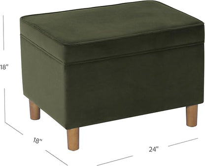 Spatial Order Home Decor | Dinah Collection Modern Storage Ottoman | Ottoman with Storage for Living Room & Bedroom(Loden Green Velvet)