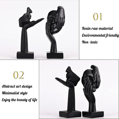 oliruim 6.5" H Black Art Thinker Figurines 2 PCS, Abstract Small Statues Home Accent Decor for Shelf, Office Desk, Living Room, Knick Knacks Decorations for Shelves (2 PCS Black)
