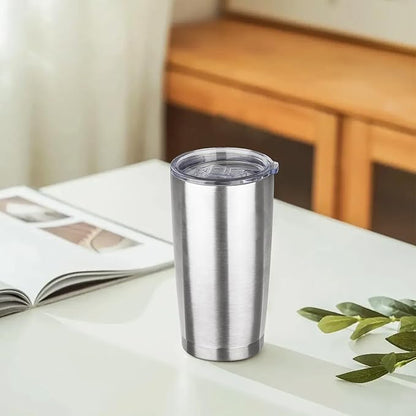 20oz Tumbler with Lid Stainless Steel Insulated Tumblers Travel Coffee Tumbler Bulk Double Wall Vacuum Insulated Water Cup Christmas Gifts for Women Men Her Him Home Office (Silver, 6pack)