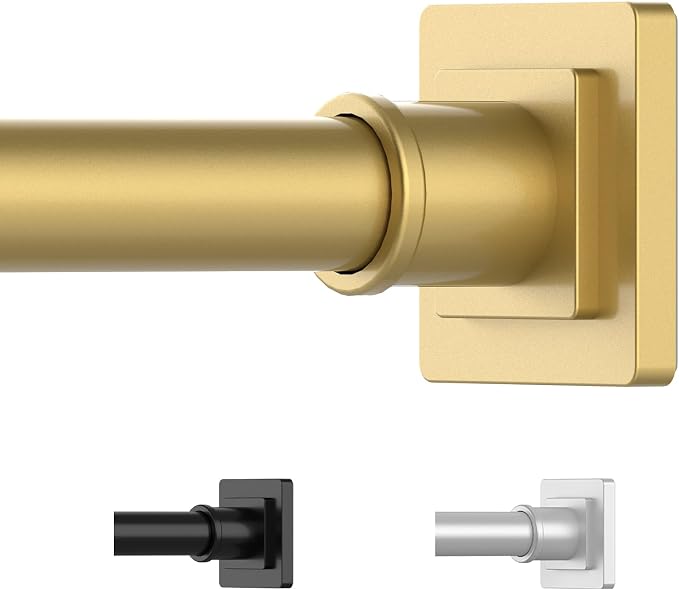 UIOSANRT Gold Shower Curtain Rod 31-79 Inches Non-Slip Shower Rod Tension Mounted No Drill Shower Curtain Rods Spring Tension Rod Adjustable Tension Curtain Rod for Windows Bathroom