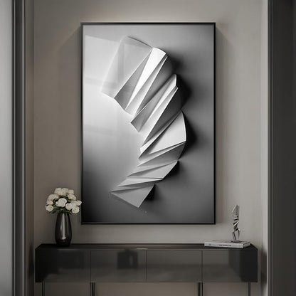 Framed Black and White Abstract Wall Art, Modern Minimalist Prints Paintings Artwork for Walls, Contemporary Gray Geometric shape Pictures for Living Room Dining Bedroom Hallway Wall Decor 24x36 In