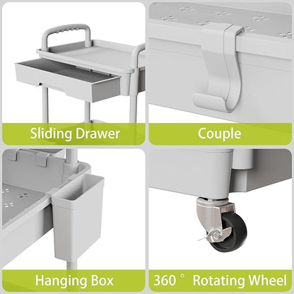Sorgion 4 Tier Rolling Cart Organizer,Art Craft Diaper Bedside Snack Laundry Room Bathroom Organizer Narrow Thin Slim Rolling Trolley Utility Cart with Wheels for Kitchen,Office(Grey)