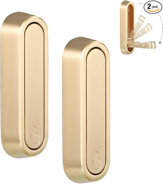 Dntorx Folding Coat Hooks, 2 Pcs Foldable Gold Wall Hooks Heavy Duty Foldable Hook Bathroom Towel Hooks Robe Hooks Wall Mounted for Hanging Coat Towels Clothes Hat Bags Keys