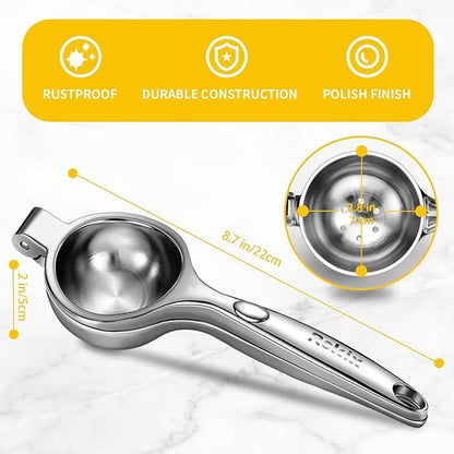 Rekix Lemon Squeezer, Max Extraction Hand Press Lemon Juicer, Heavy Duty Manual Orange Juicer, Sturdy Metal Lime Squeezer, Durable Handheld Citrus Fruit Squeezer for Kitchen Bar, Exprimidor De Limones