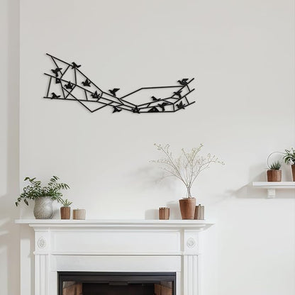 SIGNLEADER Metal Wall Art Decor Birds Perching Modern Abstract Wall Sculpture Hangings Home Decoration for Living Room, Bedroom, Bathroom, Kitchen, Outdoor - 36" Black