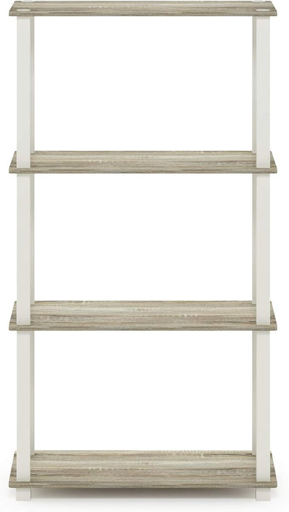 Furinno TURN-S-TUBE Storage Shelves, 4-Tier Book Shelf, Corner Shelf, Toolless Open Shelves, for Organization and Storage, Living Room, Garage, Home Office, Sonoma Oak