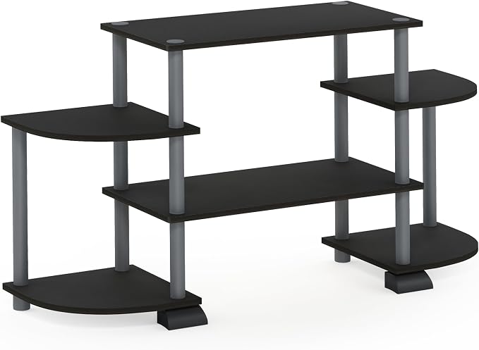 Furinno Turn-N-Tube Rounded Corner TV Entertainment Center, Black/Grey