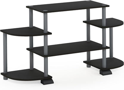 Furinno Turn-N-Tube Rounded Corner TV Entertainment Center, Black/Grey