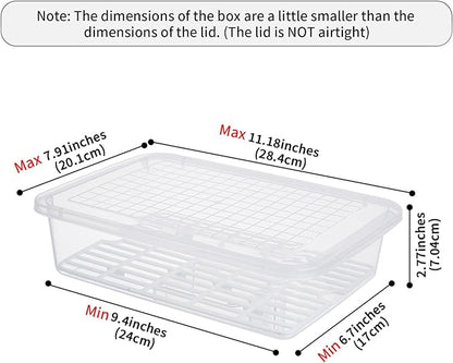 77L Food Storage Container, (3-Pack) Plastic Food Containers with Removable Drain Plate and Lid, Stackable Portable Freezer Storage Containers - Tray to Keep Fruits, Vegetables, Meat and More