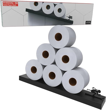 Artori Floating Toilet Paper Shelf Storage - Bathroom Wall Decorations, Tilted Wall Toilet Paper Holder, Mounted Toilet Decor Organizer for Tissue Rolls, Wipes, Towels, & More - Avalanche Ski2