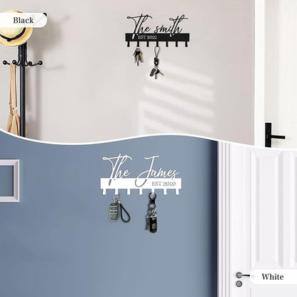 Customized Meaningful Phrase Key Holder Wall Mount,Black Exquisite Metal Key Hanger for Wall,Key Hooks with Screw for Hallway,Office,Kitchen Decor