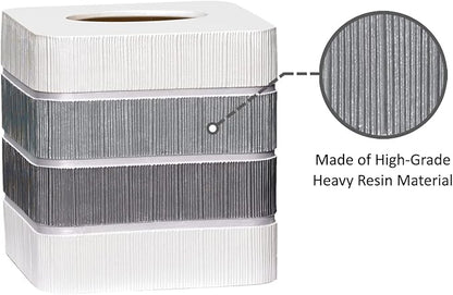Modern Line Stylish Tissue Box Holder - Modern Classic Luxury Decor with Western Design - Square Tissue Cover for Bathroom, by Zahari Home