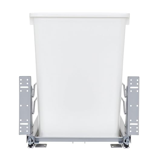 Rev-A-Shelf Double 35 Qt Pullout Trash Cans with Soft-Close for Under Kitchen Cabinets, Min Opening Width of 14.5", White, 53WC-1835SCDM-211