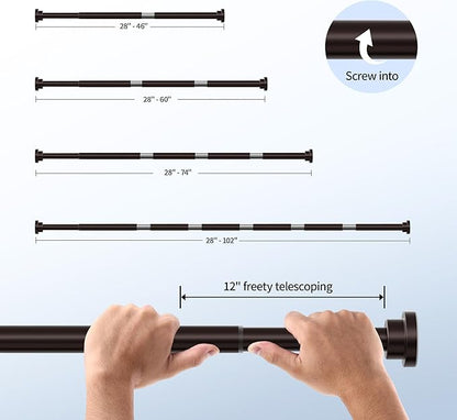 Mcrbeay Shower Curtain Rod, 1" Diameter Heavy Duty Tension Shower Rod, Non Slip Adjustable 28-74 inch No Drill Shower Curtain Rods Spring Tension For Bathroom, Shower Stall, No Rust, Bronze