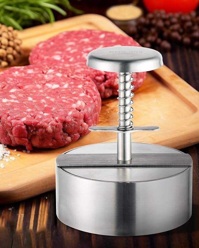 Brigii 304 Stainless Steel Burger Press,Hamburger Patty Maker, Heavy Duty Stainless Steel Burger Press for Ground Beef, Burgers (Dishwasher Safe) (BP01 PRO-5.5")