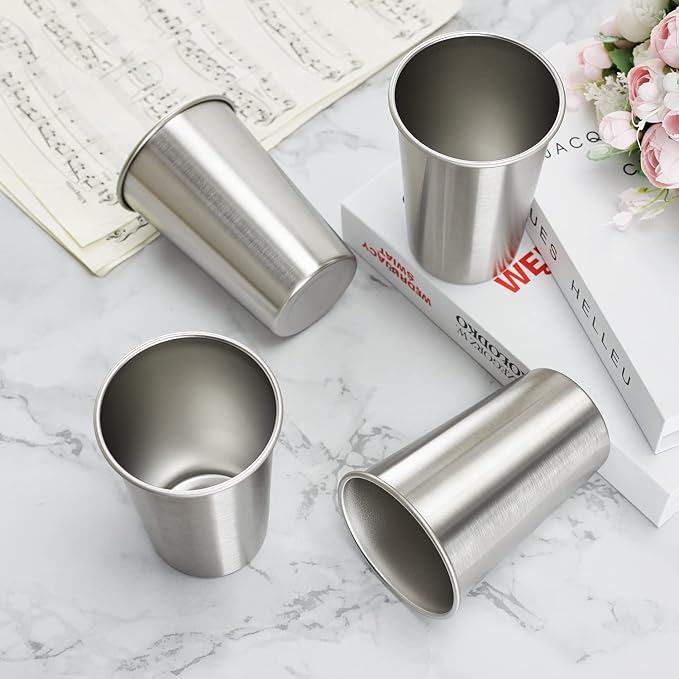 8 Pack 24oz Stainless Steel Pint Cup,Healthy Unbreakable and Stackable,Metal Drinking Glasses