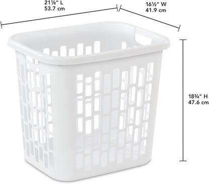 Sterilite Ultra Easy Carry Plastic Dirty Clothes Laundry Basket Hamper with Integrated Handles and Ventilation Holes, White (8 Pack)