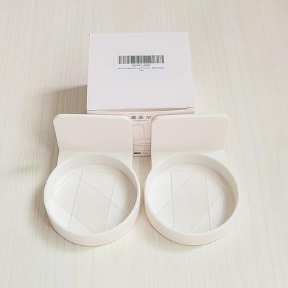 Adhesive Plastic Round Floating Shelf Stick on Wall Mounted Cup Holder Shower Organizer Caddy Bottle Racks (2pcs)
