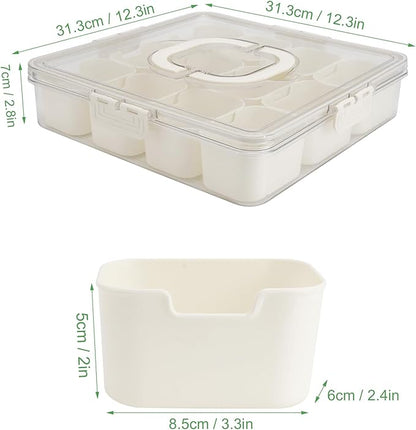 2Pcs Snackle Box Container, Divided Serving Tray with Lid and Handle, Snack Box Container Food Platter Charcuterie for Party, Veggies, Snack, Fruit, Nuts, Entertaining, Picnic, LARGER SIZE