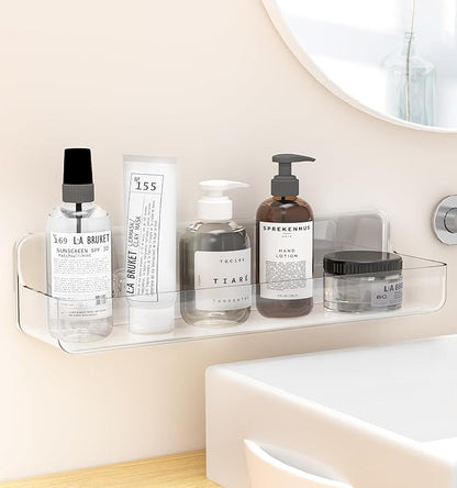 Shower shelves, Adhesive Clear Acrylic Bathroom Shower caddy Organizer, Transparent No Drilling Wall Mount Bathroom Storage
