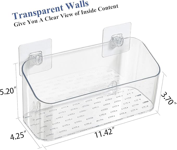 UNIKON Bath Toy Storage Holder, Bathtub Toy Organizer, Large Capacity Shower Caddy for Bathroom, Clear, 2 Pack