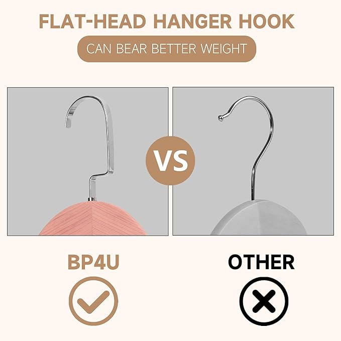 17.5" Wooden Suit Hangers with Non Slip Pants Bar, 12-Pack Wood Extra-Wide Shoulder Hangers with Flat-Head Hook for Suits, Coats, Jackets, Shirts, Pants, Heavy Clothes (Cedar Wood)