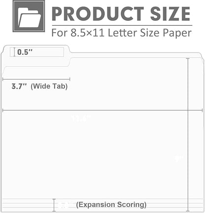 File Folder, PANDRI 120 Pack File Folder, 1/3 Cut Tab, Letter Size, Filing Folder for Office School Business, White