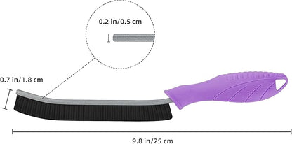 FOOGWEE Hard Bristle Crevice Cleaning Brush - Cleaning Supplies - Grout Cleaning Brushes for Household Use - Crevice Cleaning Tool for Bathroom, Home and Kitchen (3, Purple)