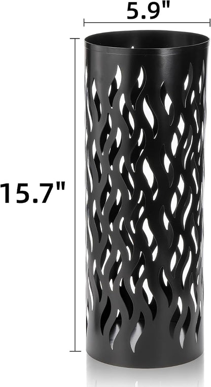 Noamus Metal Umbrella Holder, Umbrella Stand Rack for Entryway, Freestanding Rain Collection Umbrella Organizer, Round Canes Walking Stick Storage Bin for Home Office Decor, Black, 5.9"x5.9"x15.7"