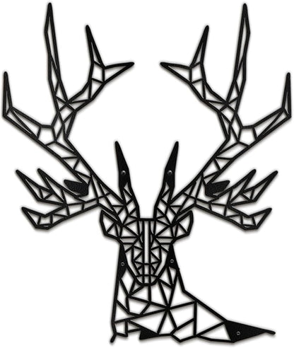 SIGNLEADER Metal Wall Art Decor Geometric Deer Head Modern Abstract Wall Sculpture Hangings Home Decoration for Living Room, Bedroom, Bathroom, Kitchen, Outdoor - 12" Black