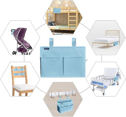 Surblue Bedside Caddy Hanging Organizer Bedside Storage Bag for Bunk and Hospital Beds (Small, Skyblue)