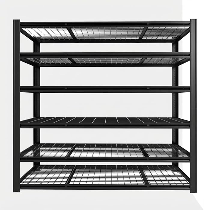 72" H x 36.12" W x 16" D Instrial 5-Heavy-Duty-Shelf Storage-Rack Adjustable Shed Shelving Metal Shelves Steel (Wire) Garage Bin Shelving Unit-s Organizer System for Basement/Kitchen, Black