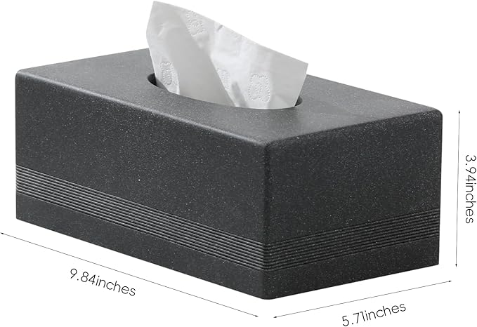 Haocoott Tissue Box Cover Rectangle, Resin Facial Tissues Holder Covers RectangularToilet Paper Holder Case Dispenser Home Decorative for Bathroom Kitchen Bedroom Living Room Office (Black)