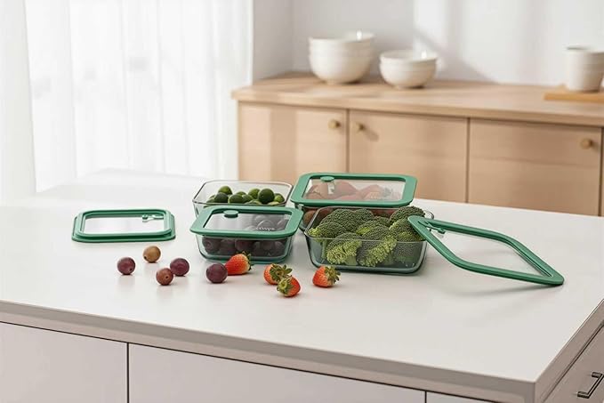 Crispa Teal Glass Food Storage Containers [8-Piece Set] Premium Silicone Lids, 100% Plastic-Free Non-Toxic Meal Prep Containers - (4) 40oz & 20oz Glass Tupperware - Leakproof, Freezer/Oven Safe