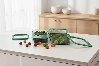 Crispa Teal Glass Food Storage Containers [8-Piece Set] Premium Silicone Lids, 100% Plastic-Free Non-Toxic Meal Prep Containers - (4) 40oz & 20oz Glass Tupperware - Leakproof, Freezer/Oven Safe